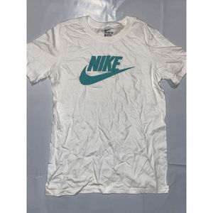 NEW Boys XL NIKE Futura Graphic Tee Shirt Swoosh Logo White Teal AO3010-100